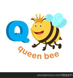 Illustration Isolated Alphabet Letter Q Queen bee.vector