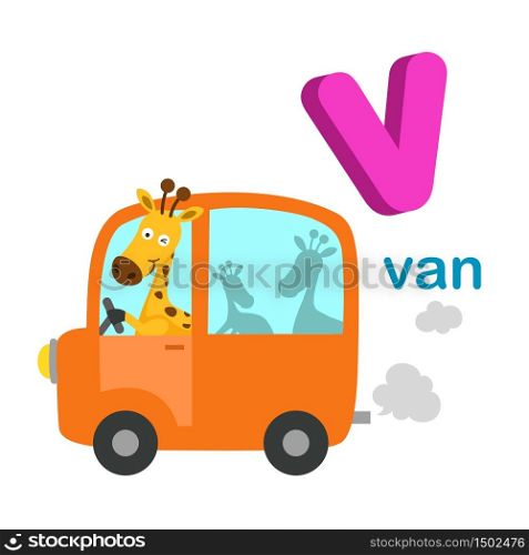 Illustration Isolated Alphabet Letter V Van.vector