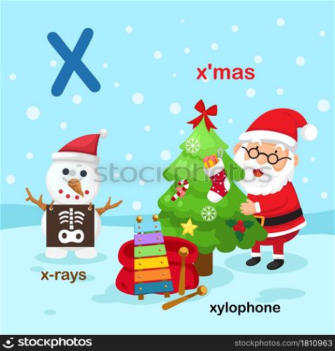 Illustration Isolated Alphabet Letter X-x-rays,xylophone,x&rsquo;mas.vector