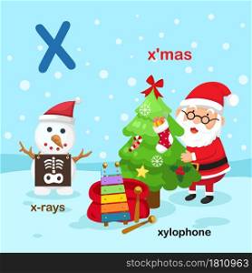 Illustration Isolated Alphabet Letter X-x-rays,xylophone,x&rsquo;mas.vector