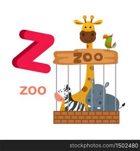 Illustration Isolated Alphabet Letter Z Zoo.vector