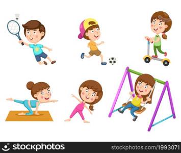 illustration isolated of activity healthy childhood vector