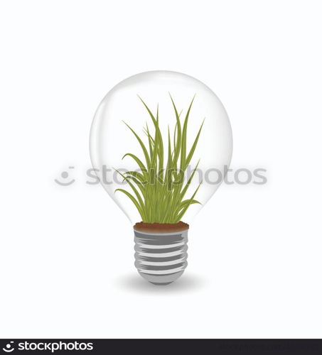 Illustration lamp with grass inside isolated on white background - vector