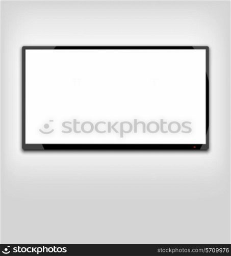 Illustration LCD or LED tv screen hanging on the wall - vector