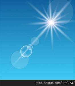 Illustration lens flare with sunlight, abstract background - vector