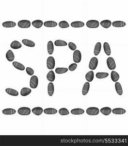 Illustration lettering spa made ??of pebbles, isolated on white background - vector