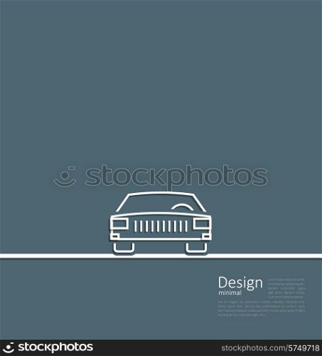 Illustration logo of car, front side, in minimal flat composition in lines style - vector