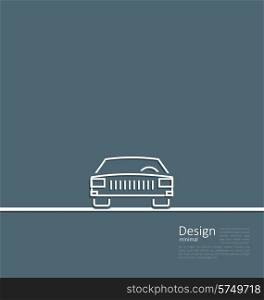 Illustration logo of car, front side, in minimal flat composition in lines style - vector