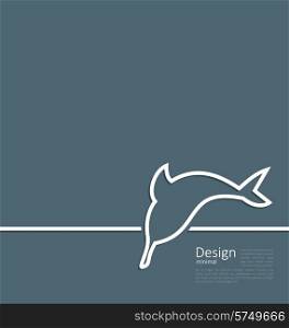 Illustration logo of dolphin in minimal flat style line - vector