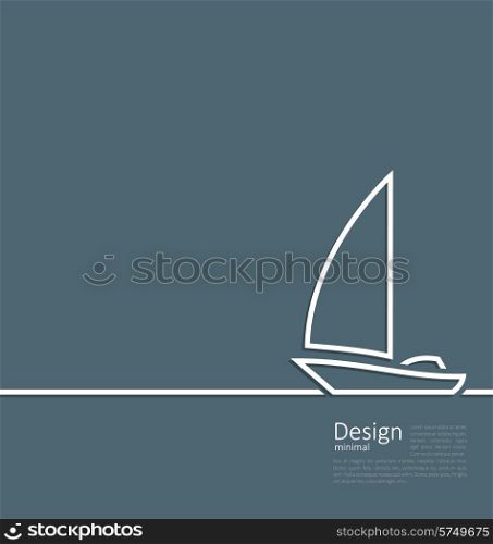 Illustration logo of sailboat in minimal flat style line - vector