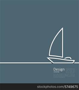 Illustration logo of sailboat in minimal flat style line - vector