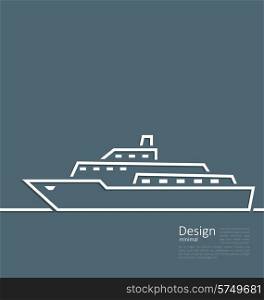 Illustration logo of ship in minimal flat style line - vector
