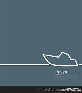 Illustration logo of yacht in minimal flat style line - vector
