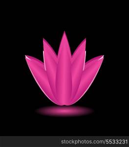 Illustration lotus flower isolated on black background - vector