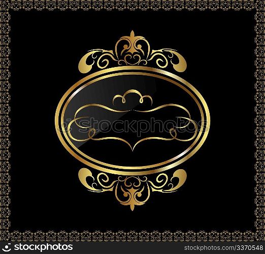 Illustration luxury gold ornament with emblem - vector