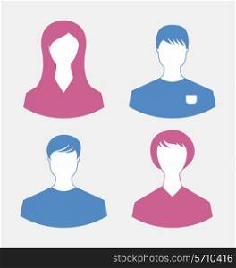 Illustration male and female user icons, modern flat design style - vector