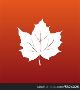 Illustration Maple Leaf on Orange Background, Canadian Symbol - Vector