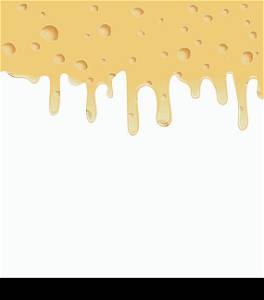 Illustration melted cheese texture with holes, space for your text - vector
