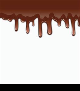 Illustration melted chocolate syrupy drips isolated on white background, sweet dessert - vector