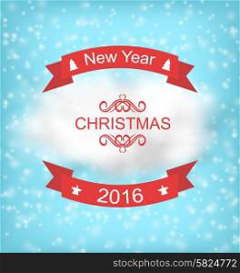 Illustration Merry Christmas Greeting Card with Typography - Vector