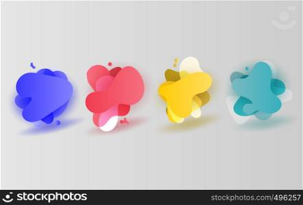 illustration Minimal Vector for cover designs. Future Poster white templates set concept.Creative design paper colorful cover business.Paper cut and craft style.Plastic liquid gradient waves pastel.