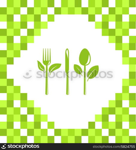 Illustration Mosaic Background with Symbol of Vegetarian Food - Vector