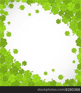 Illustration natural frame with clovers for St. Patrick&rsquo;s Day, copy space for your text - vector