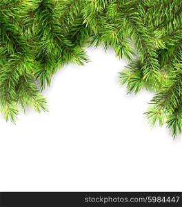Illustration Natural Framework with Fir Twigs, Copy Space for Your Text - Vector