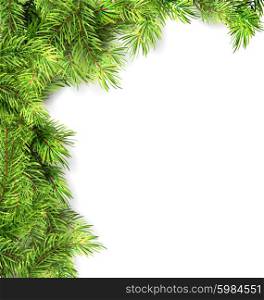 Illustration Natural Framework with Fir Twigs, Copy Space for Your Text - Vector