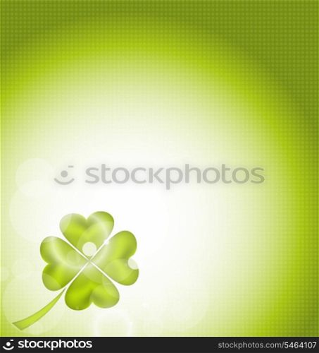 Illustration nature background with four-leaf clover for St. Patrick&rsquo;s Day - vector