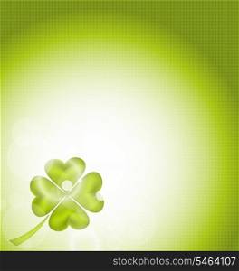 Illustration nature background with four-leaf clover for St. Patrick&rsquo;s Day - vector