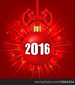 Illustration New Year Glowing Background with Christmas Balls - Vector