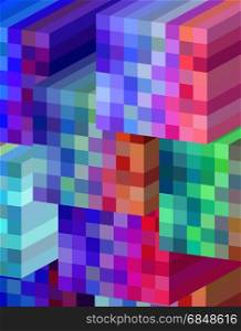 Illustration of 3D Abstract Colorful Cubical Modern Design