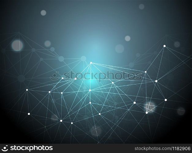 Illustration of 3D abstract polygonal space blue background