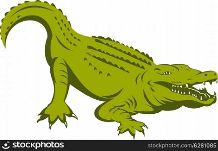 illustration of a an alligator done in retro style. alligator head