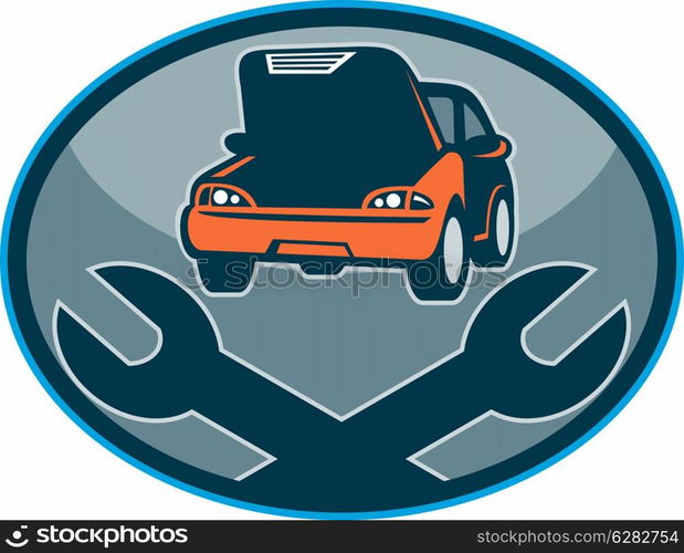 illustration of a Automobile car breakdown mechanical repair with