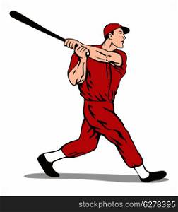 Illustration of a baseball player batter done in retro style.