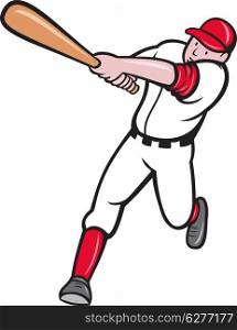 illustration of a baseball player batting cartoon style isolated on white. baseball player batting cartoon style