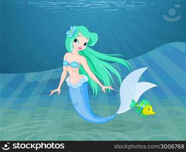Illustration of a beautiful mermaid