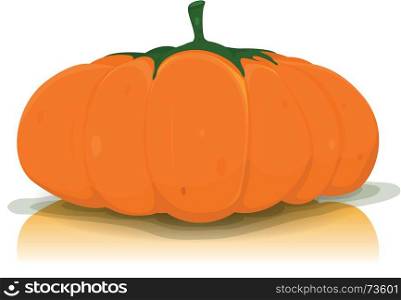 Illustration of a big orange autumn pumpkin vegetable isolated on white background, for halloween or thanksgiving holidays. Halloween Pumpkin Vegetable