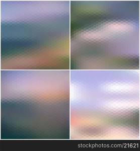 Illustration of a blue sky and white clouds. Vector web and mobile interface templates. Blurred hexagonal backgrounds set. Vector web and mobile interface templates. Blurred hexagonal backgrounds set