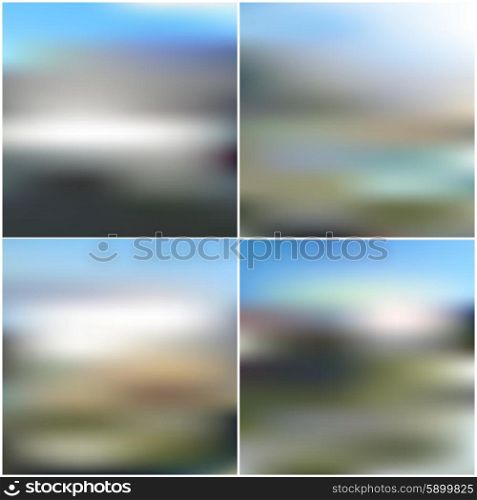 Illustration of a blue sky and white clouds. Vector web and mobile interface templates. Editable blurred backgrounds set. Vector web and mobile interface templates. Editable blurred backgrounds set