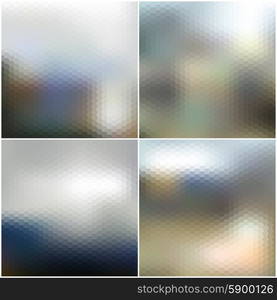 Illustration of a blue sky and white clouds. Vector web and mobile interface templates. Blurred hexagonal backgrounds set. Vector web and mobile interface templates. Blurred hexagonal backgrounds set