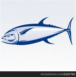 Illustration of a bluefin tuna fish viewed from side in retro woodcut style.. bluefin tuna fish