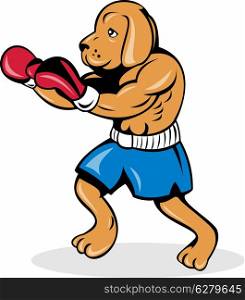 illustration of a boxer dog with gloves. boxer dog with gloves