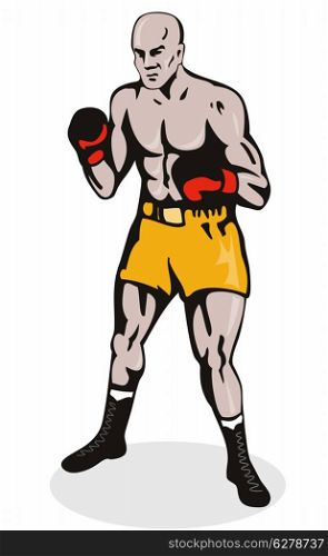 illustration of a boxer posing retro style isolated on white. boxer posing