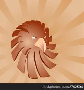 Illustration of a bronze eagle statue with stylized feathers. Bronze eagle illustration