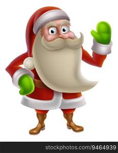 Illustration of a cartoon Christmas Santa charcter waving. Cartoon Santa Waving