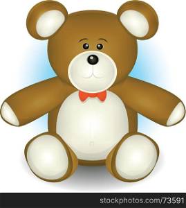 Illustration of a cartoon cute classic teddy bear plush toy. Cute Teddy Bear