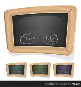 Illustration of a cartoon design school education blackboard with buttons and interface elements, for ui pedagogics software or commercial agreement on tablet pc and other devices. Funny Blackboard Sign For Ui Game